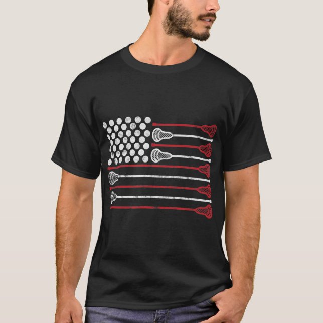T-shirt Lacrosse USA Flag Lax  (Devant)