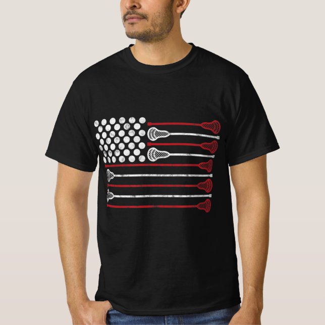 T-shirt Lacrosse USA Flag Lax  (Devant)