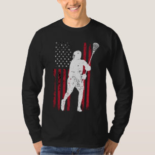 T-shirt Lacrosse vintage Usa Drapeau Lacrosse Hommes & Fem
