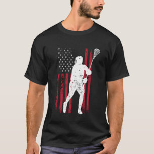 T-shirt Lacrosse vintage Usa Drapeau Lacrosse Hommes & Fem