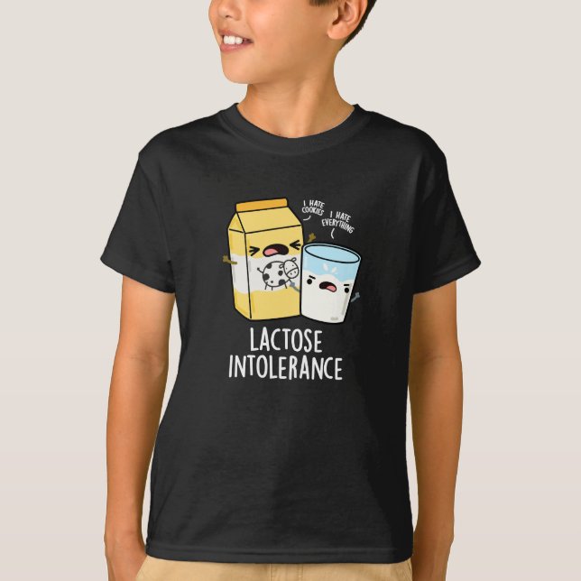 T-shirt Lactose Intolérance Funk Milk Pun Dark BG (Devant)