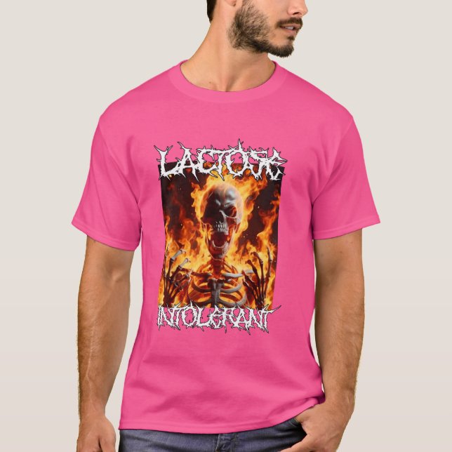 T-shirt Lactose Intolérant Drôle Cringe Dur Skeleton Mème (Devant)