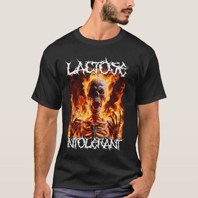 T-shirt Lactose Intolérant Drôle Cringe Dur Skeleton Mème (Devant)