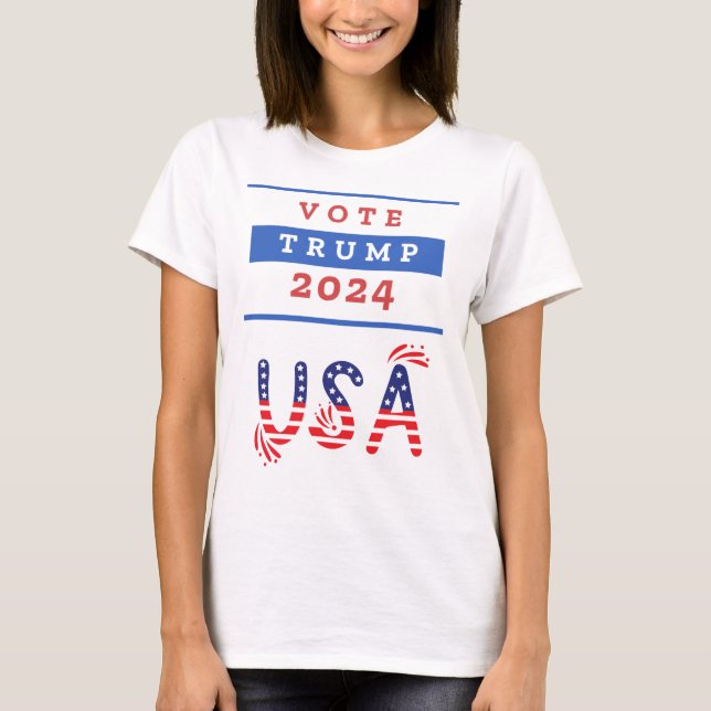 T-shirt Ladies Trump USA 2024 white (Devant)