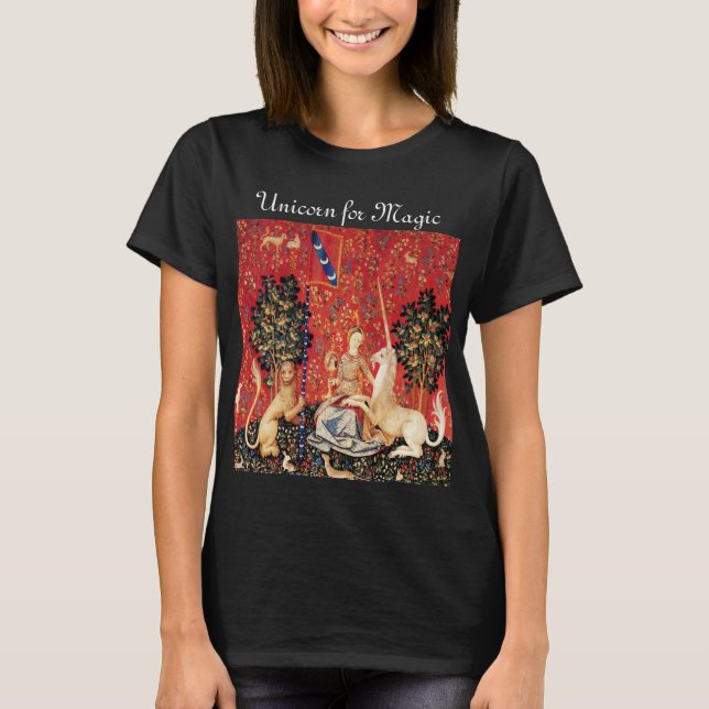 T-shirt LADY ET UNICORN POUR Fleurs Imaginaires MAGIQUES,  (Devant)