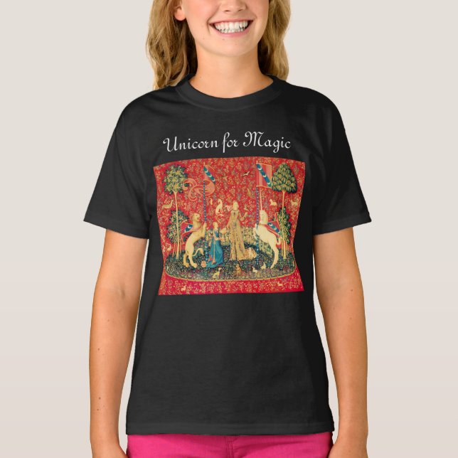 T-shirt LADY ET UNICORN POUR Fleurs Imaginaires MAGIQUES,  (Devant)