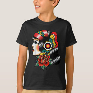 T-shirt Lady Head American Traditionnelle Tattoo Old Schoo