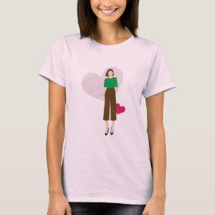 T-Shirt Lady & Heart élégant - Art féminin moderne
