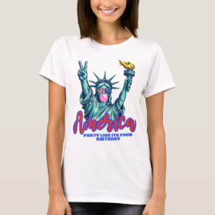T-shirt Lady Liberty faisant un signe de paix en soufflant