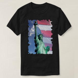 T-shirt Lady Liberty USA Drapeau Sky Clouds Statue de la L