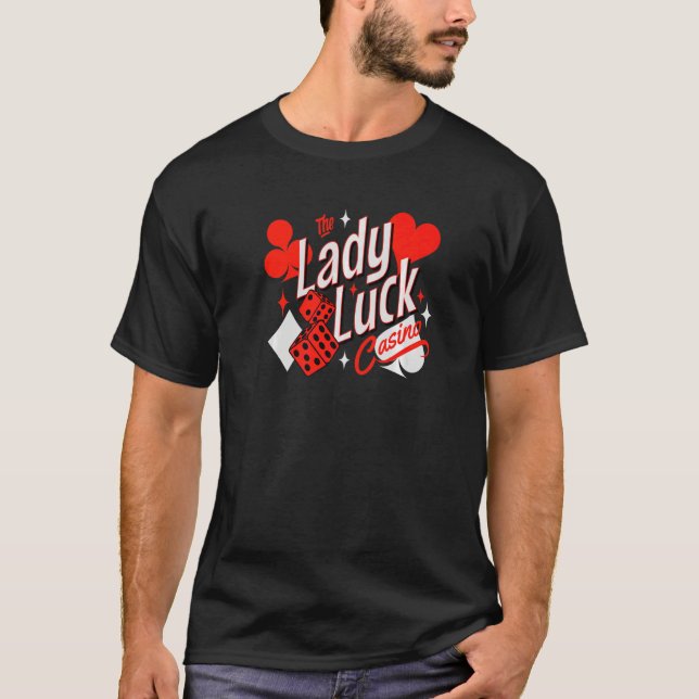 T-shirt Lady Luck Rockabilly 50's Casino Games Card Player (Devant)