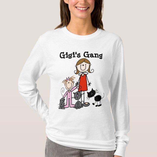 T-shirt Lady, Small Girl, Three Cats (Devant)