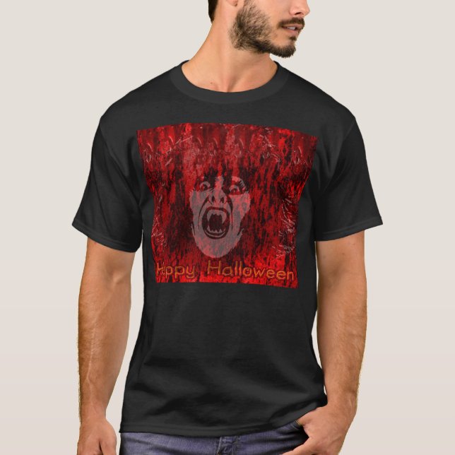 T-shirt Lady vampire effrayante dans le sang (Devant)