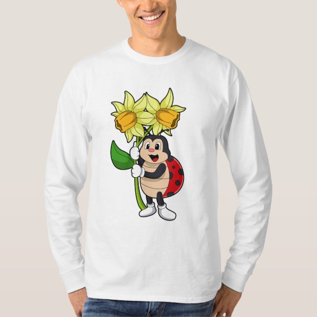T-shirt Ladybug avec jonquille de fleurs (Devant)