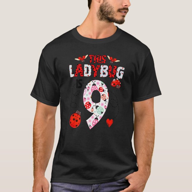 T-shirt Ladybug Est 9 Ans Anniversaire Ladybug Thème (Devant)