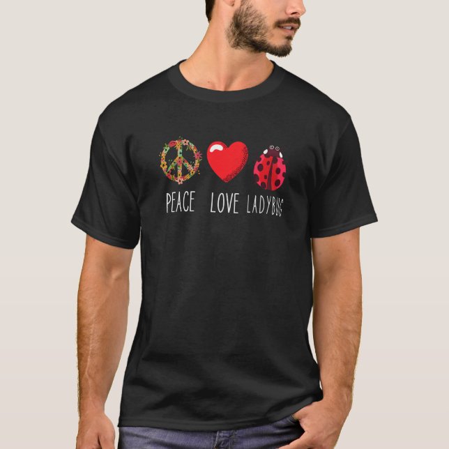 T-shirt Ladybug Flower Heart Love Paix Ladybug Ladybug (Devant)