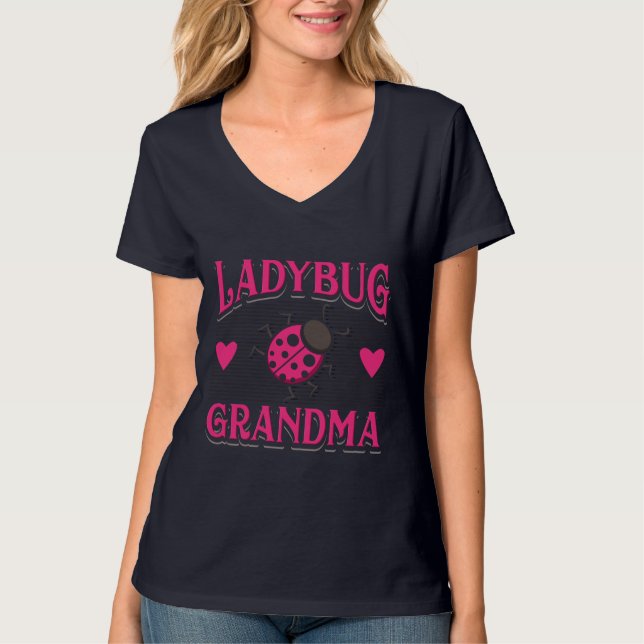 T-shirt Ladybug Grandma Pink Garden Insectes (Devant)