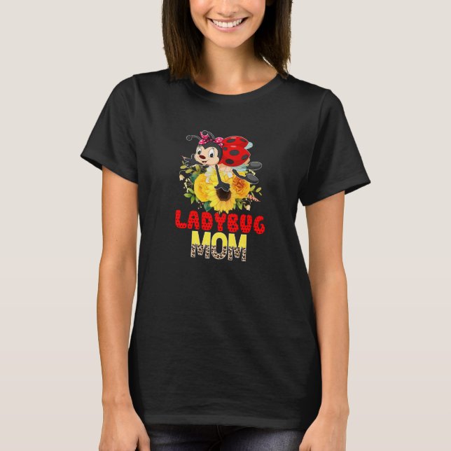 T-shirt Ladybug Maman Leopard Floral Ladybug Fière Maman F (Devant)