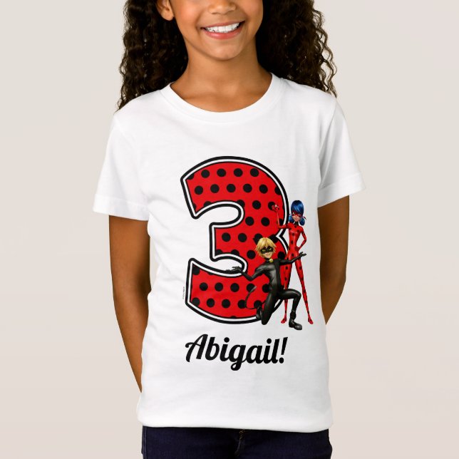 T-Shirt Ladybug Miraculeux et Cat Noir 3e anniversaire (Devant)