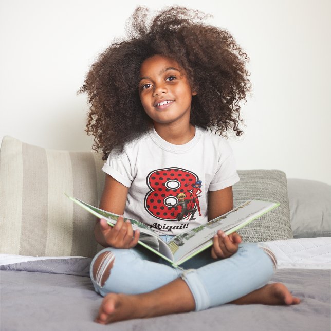 T-Shirt Ladybug Miraculeux et Cat Noir 8e anniversaire (Girl wearing t-shirt)