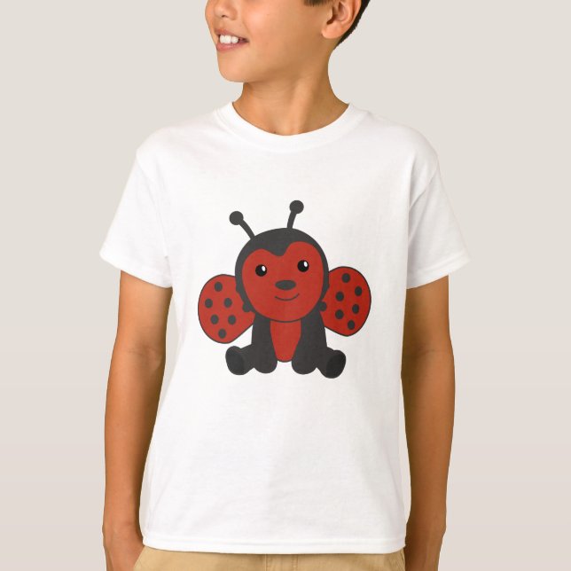 T-shirt Ladybug Red Cute Animaux Pour Enfants (Devant)