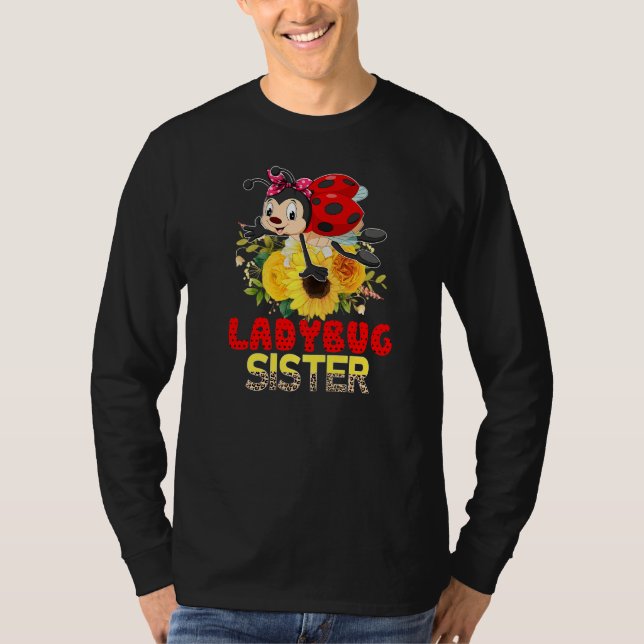 T-shirt Ladybug Soeur Leopard Floral Ladybug Fière Soeur (Devant)