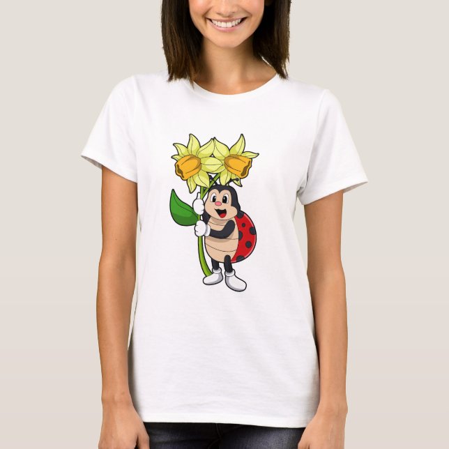 T-shirt Ladybug with Flower Daffodil (Devant)