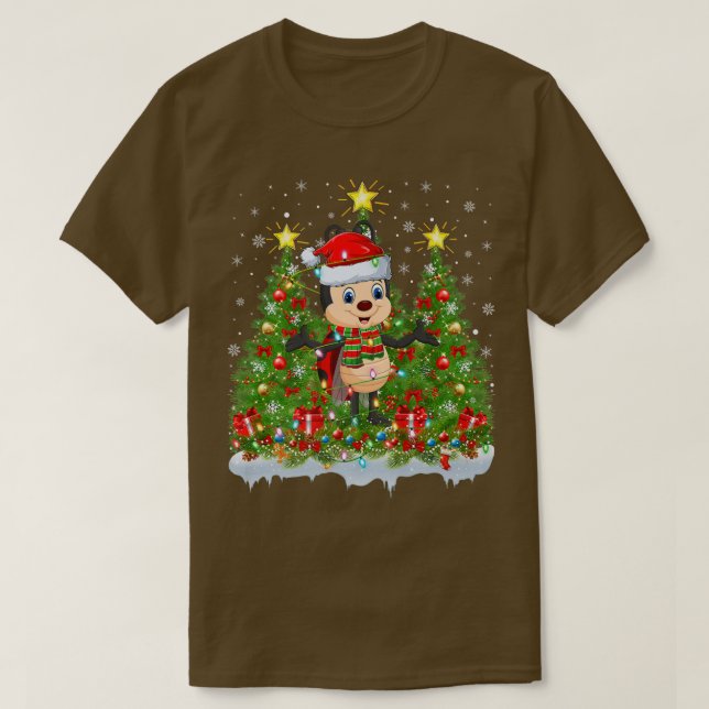 T-shirt Ladybug Xmas Lights Santa Ladybug Christmas Tree  (Design devant)