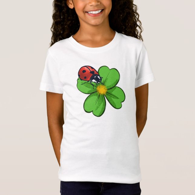 T-Shirt Ladybugs and Green Leaves Nature Illustration Past (Devant)