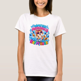 T-shirt L'aérobic aquatique est mon happy hour - Chat aqua