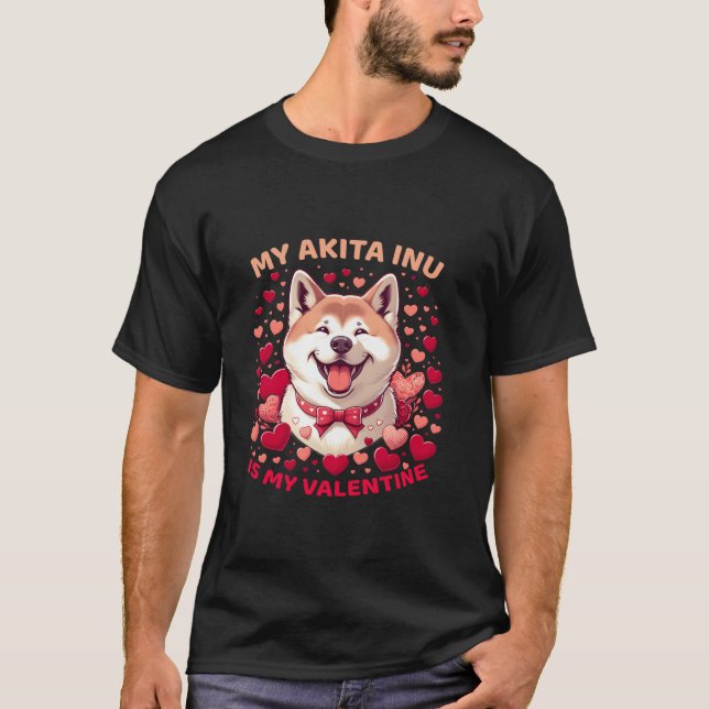 T-shirt L'affection Akita Inu célèbre l'amour avec la fidé (Devant)