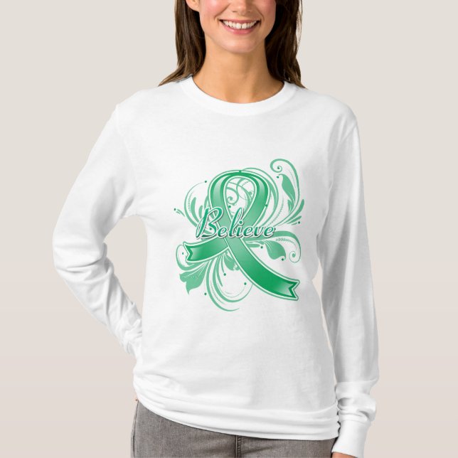 T-shirt L'affection hépatique croient le ruban de Flourish (Devant)
