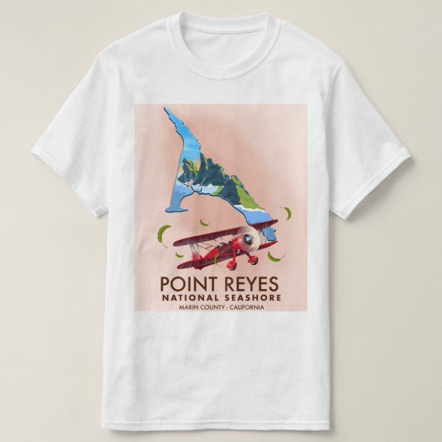 T-shirt l'affiche de voyage de point reyes national seasho (Design devant)