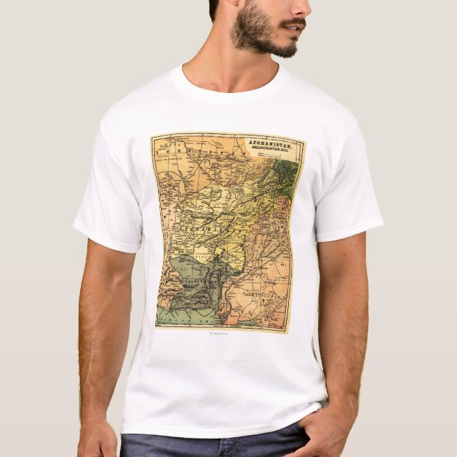 T-shirt L'Afghanistan et la carte environnante de pays (Devant)