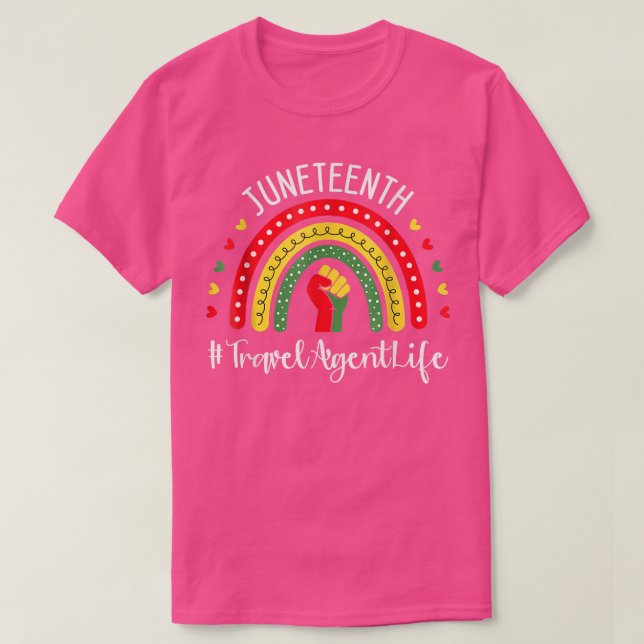 T-shirt L'agent de voyage JunetDix fêter la liberté noire  (Design devant)