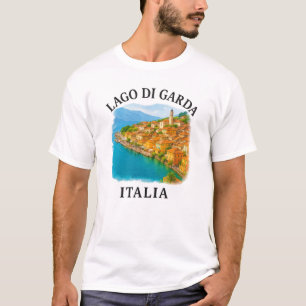 T-shirt Lago di Garda Italia Aquarelle Pittoresque Vue