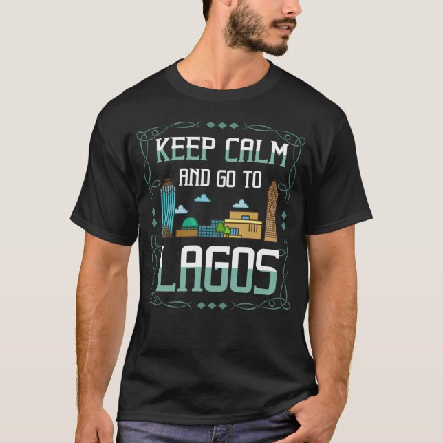 T-shirt Lagos Nigeria City Skyline Map Travel (Devant)