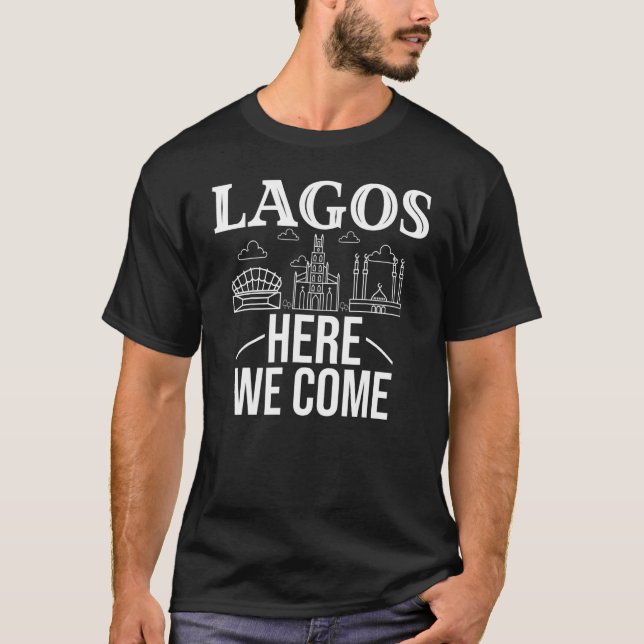 T-shirt Lagos Nigeria City Trip Skyline Map Travel (Devant)