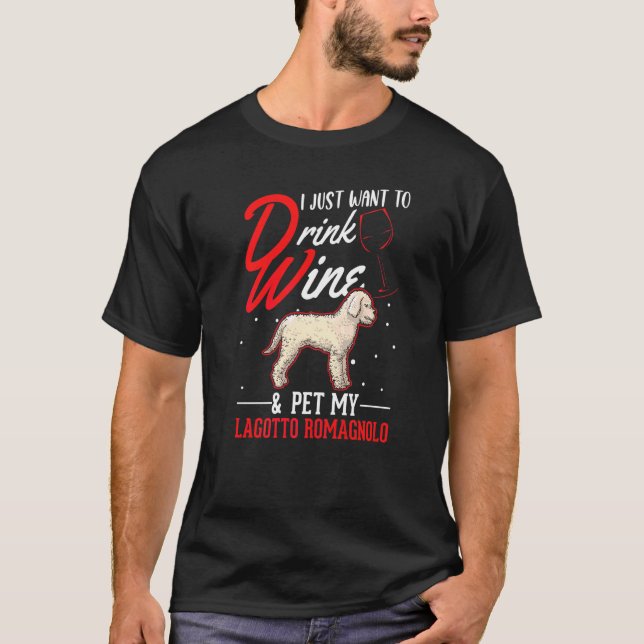T-shirt Lagotto Romagnolo et Vin (Devant)