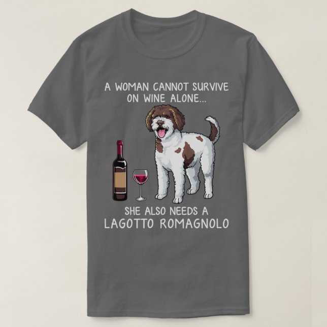 T-shirt Lagotto Romagnolo et vin Chien amusant (Design devant)
