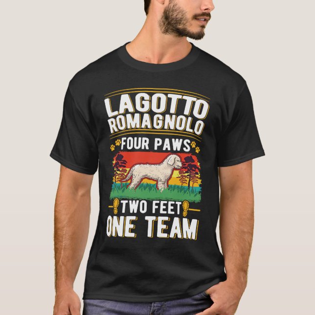 T-shirt Lagotto Romagnolo quatre pattes deux pieds une équ (Devant)