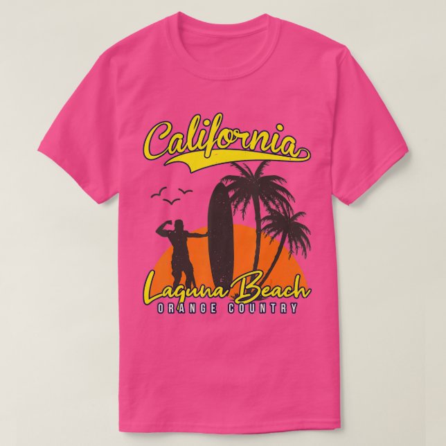 T-SHIRT LAGUNA BEACH CALIFORNIA SURF SUNSET SURFER (Design devant)