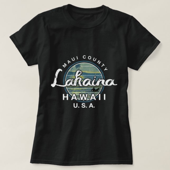 T-shirt Lahaina Maui Hawaii Surfing Retro (Design devant)