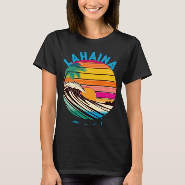 T-shirt Lahaina Retro 1980 Style Hawaii Beach (Devant)