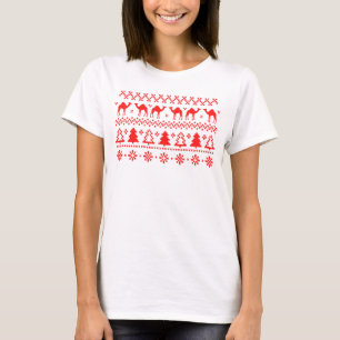T-shirt laid de chandail de Noël de chameau de