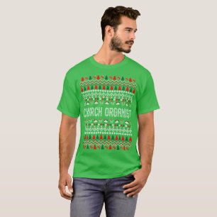 T-shirt laid de chandail de Noël d'organiste