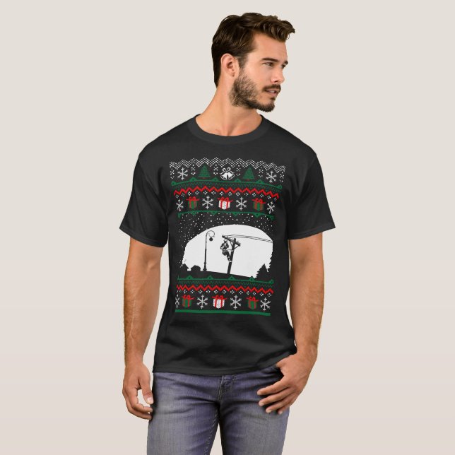 T-shirt laid de monteur de lignes de chandail de (Devant entier)