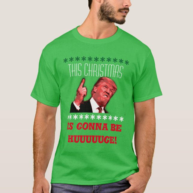 T-shirt laid de Noël de Donald Trump en vert (Devant)