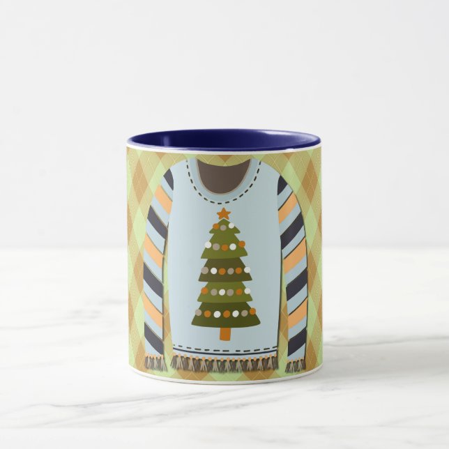 T-shirt laid mignon en vert et bleu Mug (Centre)