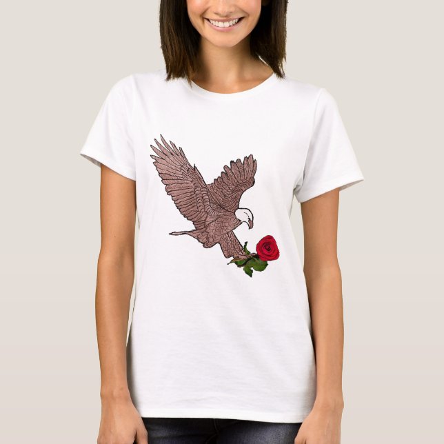 T-shirt l'aigle et s'est levé (Devant)